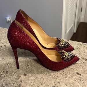 100% authentic Burgundy, heart shape design, Christian louboutin heels